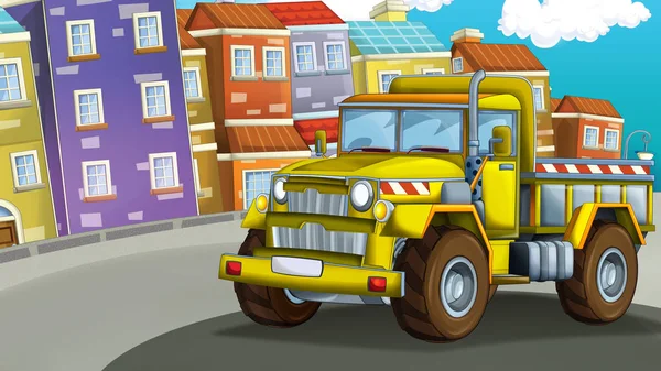 Cartoon Construction Site Car Street City Illustration Children — Stock Photo, Image