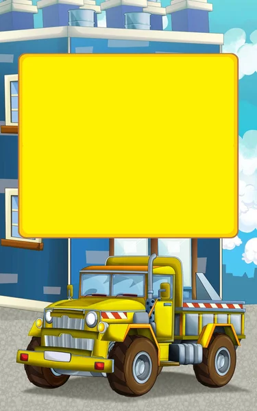 Kreskówka Budowy Witryny Samochodu Ulicy Mieście Ilustracja Dla Dzieci — Zdjęcie stockowe