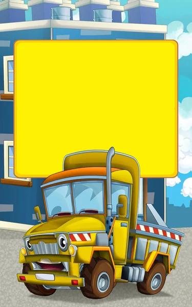 Camión Construcción Dibujos Animados Calle Ciudad Ilustración Para Los Niños — Foto de Stock
