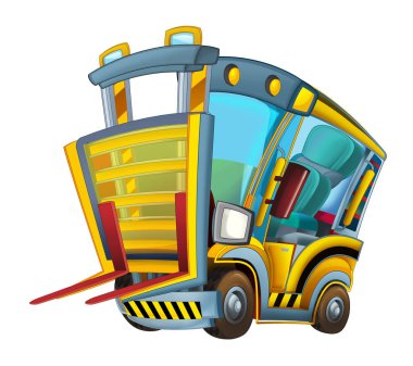 çizgi film sahne inşaat sitesi araba - forklift - çizim çocuklar için ile