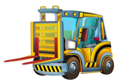 çizgi film sahne inşaat sitesi araba - forklift - çizim çocuklar için ile
