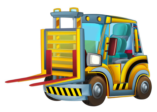 cartoon scene with construction site car - forklift - illustration for children