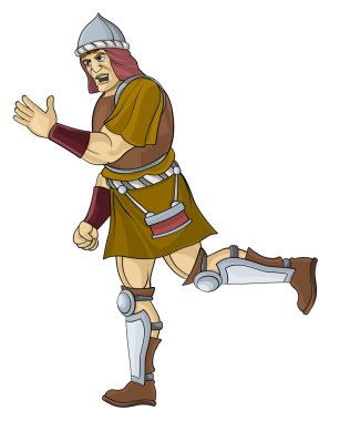 Beyaz arka planda - illüstrasyon çocuklar için tarihsel asker ile çizgi film sahne