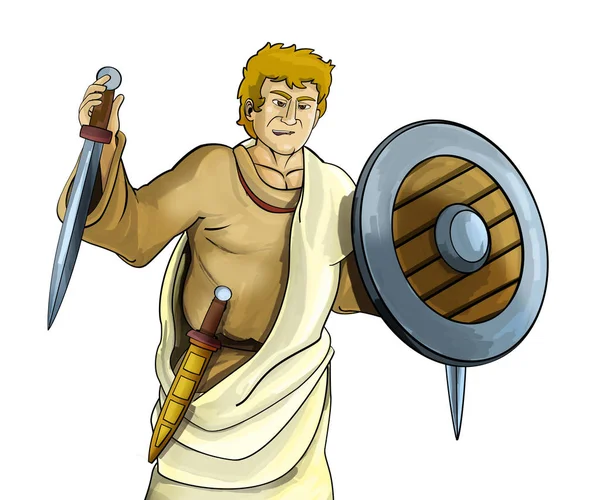Cartoon Scene Roman Greek Ancient Character White Background