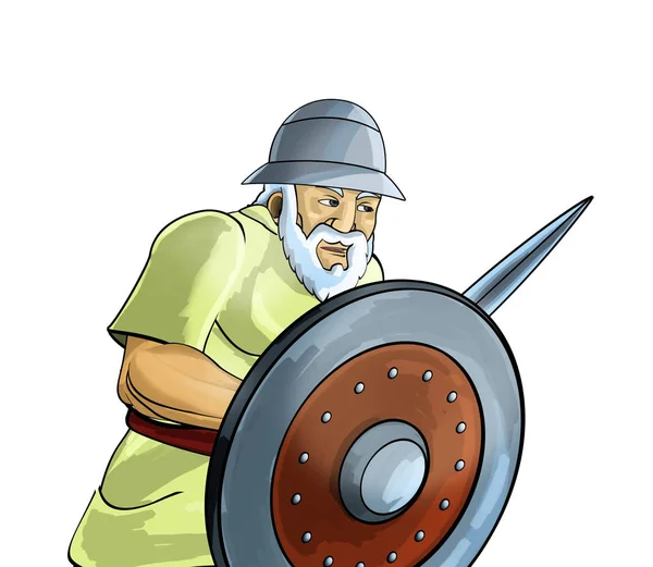 Cartoon Scène Met Romeinse Griekse Oude Karakter Witte Achtergrond Afbeelding — Stockfoto
