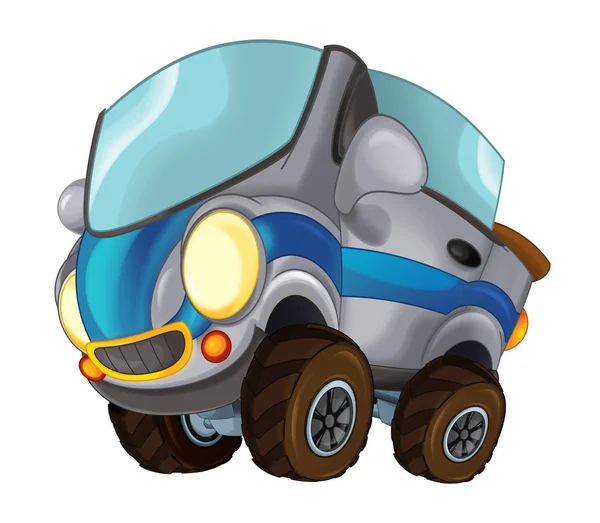 Cartoon Snel Uit Wegauto Zoek Als Monster Truck Cabriolet Witte — Stockfoto