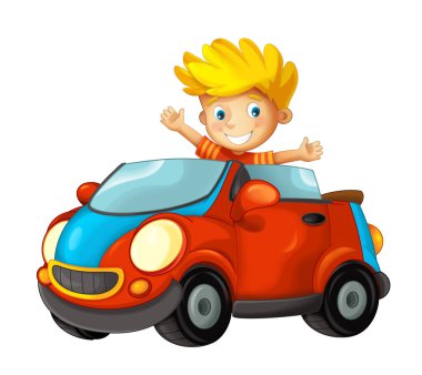 Çizgi film spor araba ile boy - illüstrasyon çocuklar için