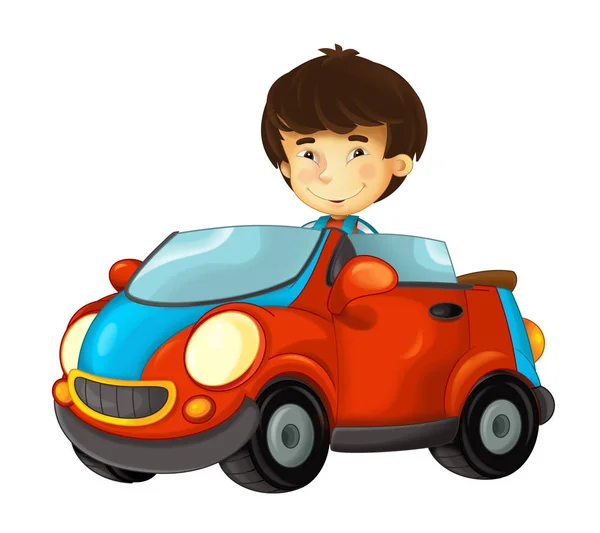 Cartoon Sports Car Boy Illustration Children — Stock Photo, Image