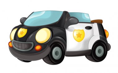 Beyaz arka planda - çocuklar için illüstrasyon karikatür polis araba cabriolet