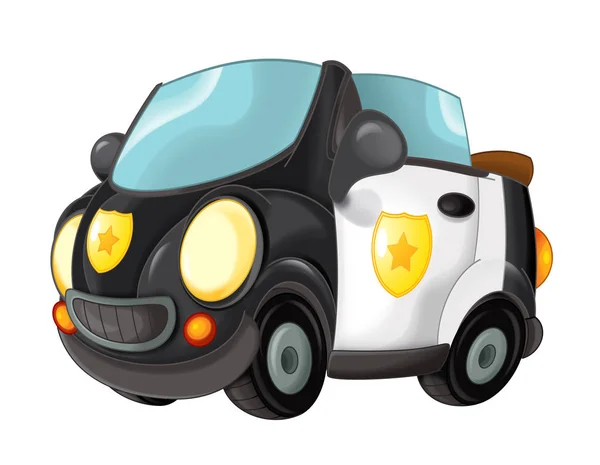 Cartoon police car cabriolet on white background - illustration for children