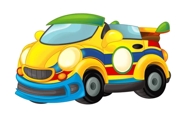 Desenhos Animados Engraçado Olhando Carro Esportivo Ilustração Para Crianças — Fotografia de Stock