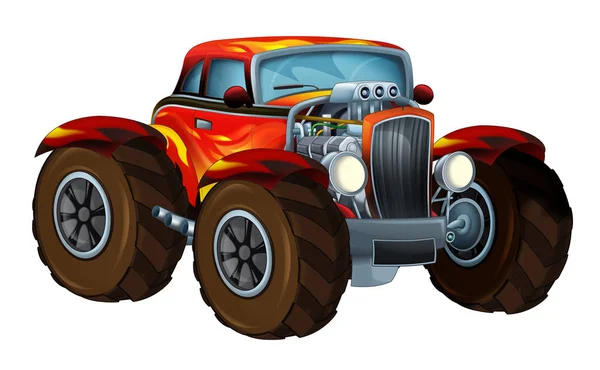 Der Fröhliche Cartoon Hot Rod Karikatur Illustration Für Die Kinder — Stockfoto