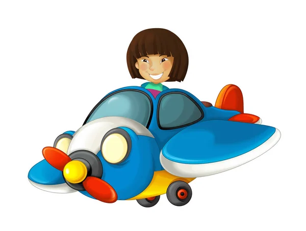 Cartoon Happy Scen Med Kid Leksak Traditionella Plan Med Propeller — Stockfoto