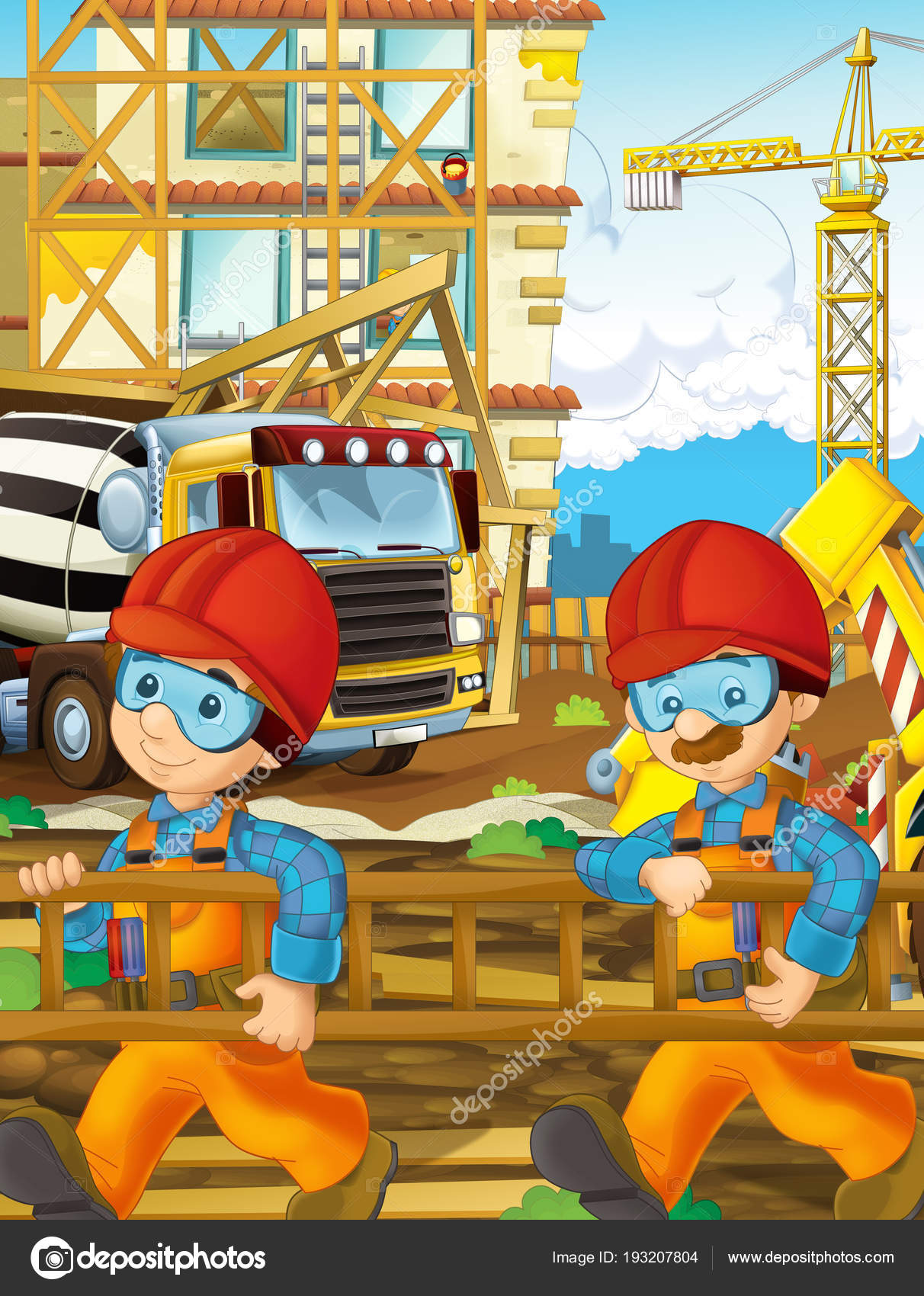 Cartoon Scene Workers Construction Site Builders Doing Different Things  Illustration Stock Illustration by ©illustrator_hft #193207804, image size:1212x1700
