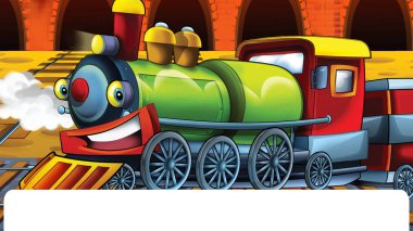 Çizgi film komik görünümlü tren - çocuklar için illüstrasyon