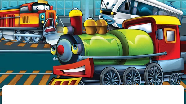 Cartoon funny looking train - illustration for children