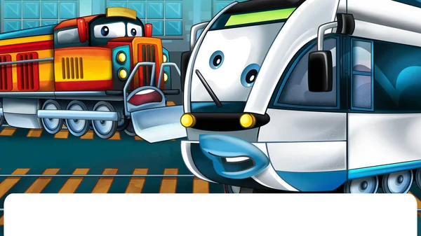 Cartoon funny looking train - illustration for children