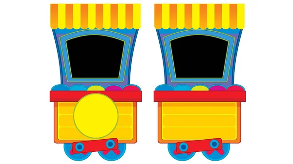 Cartoon funny looking steam wagon on white background - illustration for children — ストック写真