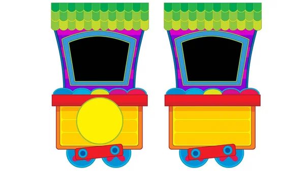 Cartoon funny looking steam wagon on white background - illustration for children — Stock Photo, Image