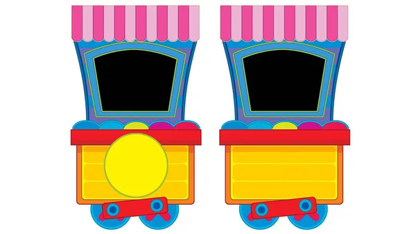 Cartoon funny looking steam wagon on white background - illustration for children — Stock Photo, Image