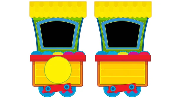 Cartoon funny looking steam wagon on white background - illustration for children — Stock Photo, Image