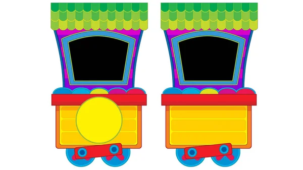 Desenhos animados engraçado olhando vagão a vapor no fundo branco - ilustração para crianças — Fotografia de Stock
