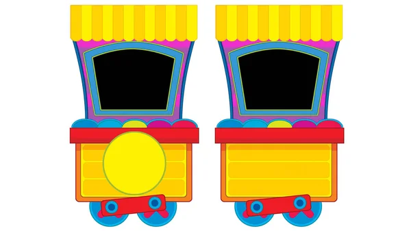 Cartoon funny looking steam wagon on white background - illustration for children — Stockfoto