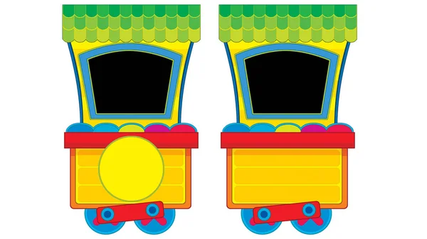 Cartoon funny looking steam wagon on white background - illustration for children — Stock Photo, Image