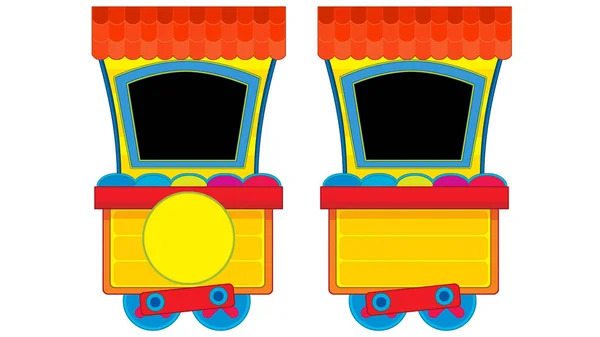 Kreskówka śmiesznie wyglądający wagon parowy na białym tle - ilustracja dla dzieci — Zdjęcie stockowe