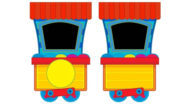 Dessin animé drôle regardant vapeur wagon sur fond blanc - illustration pour les enfants — Photo