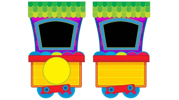 Cartoon funny looking steam wagon on white background - illustration for children — Stok Foto