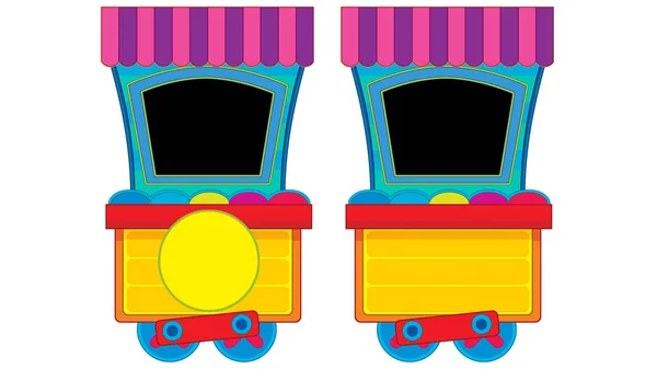 Cartoon funny looking steam wagon on white background - illustration for children — Stock Photo, Image