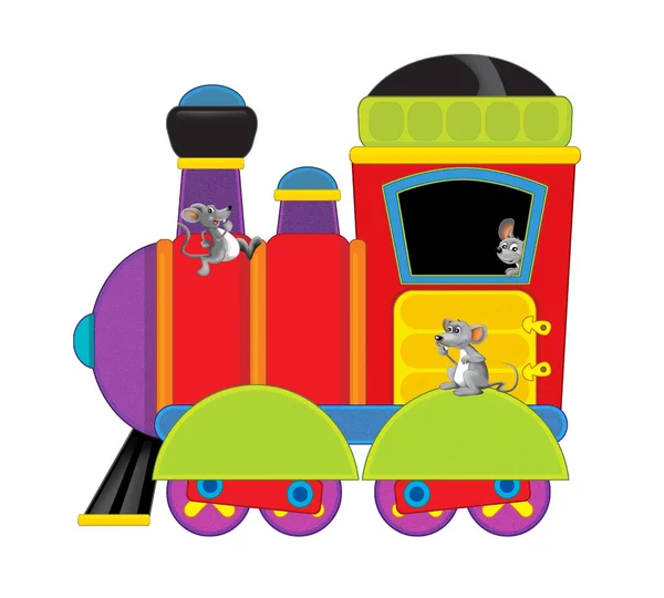 Rajzfilm vicces néz gőz vonat fehér háttér - illusztráció gyerekeknek — Stock Fotó