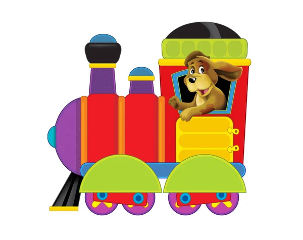 Cartoon funny looking steam train on white background - illustration for children — Stock Photo, Image