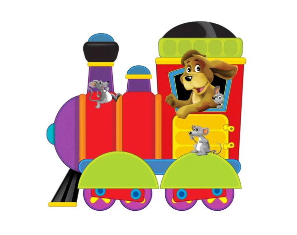 Cartoon funny looking steam train on white background - illustration for children — ストック写真