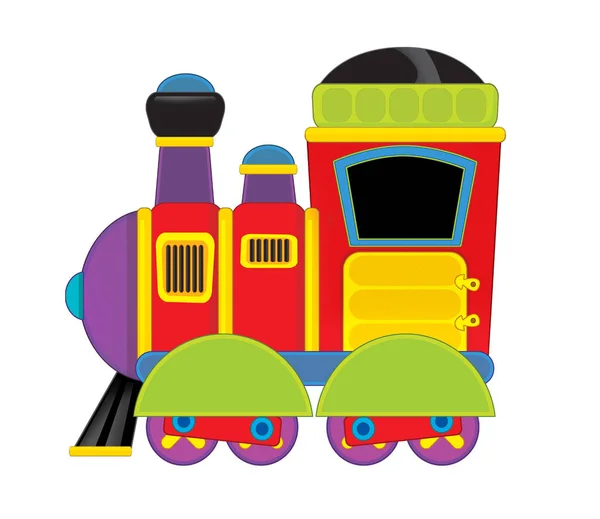 Cartone animato divertente cercando treno a vapore su sfondo bianco - illustrazione per i bambini — Foto Stock