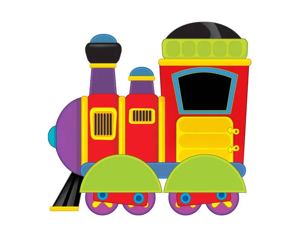 Cartoon funny looking steam train on white background - illustration for children — ストック写真