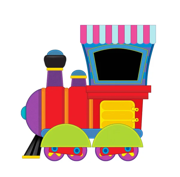 Cartoon funny looking steam train on white background - illustration for children — Stockfoto