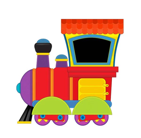 Cartoon funny looking steam train on white background - illustration for children — ストック写真