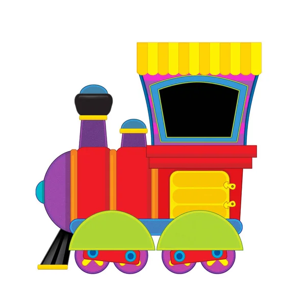 Kreskówka śmiesznie wyglądający pociąg parowy na białym tle - ilustracja dla dzieci — Zdjęcie stockowe