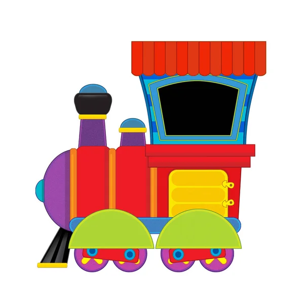 Cartoon funny looking steam train on white background - illustration for children — Stock Photo, Image