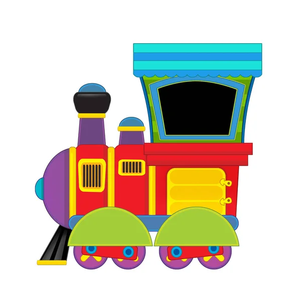 Kreslený legrační vypadající parní vlak na bílém pozadí - ilustrace pro děti — Stock fotografie