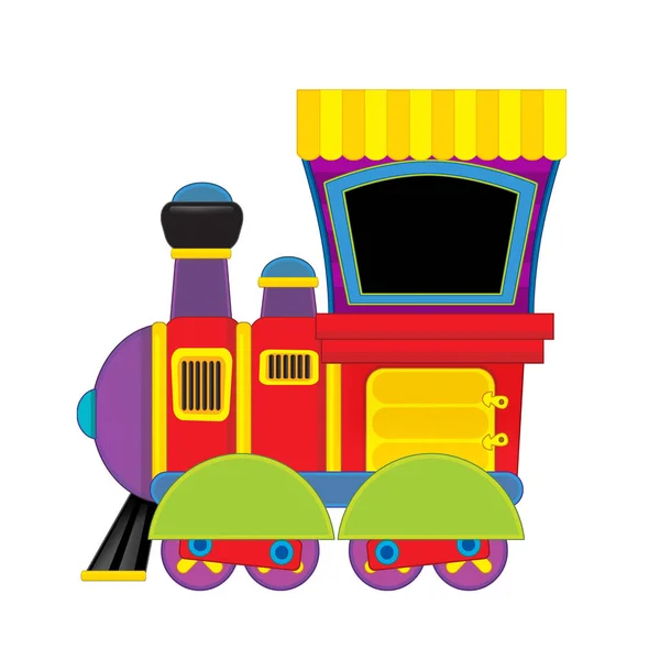 Cartoon funny looking steam train on white background - illustration for children — Stock Photo, Image
