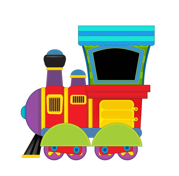 Kreslený legrační vypadající parní vlak na bílém pozadí - ilustrace pro děti — Stock fotografie