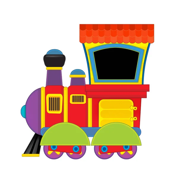 Dessin animé drôle train à vapeur sur fond blanc illustration pour les enfants — Photo
