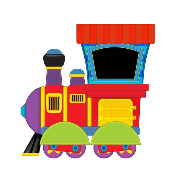Tren de vapor de aspecto divertido de dibujos animados sobre fondo blanco - ilustración para niños —  Fotos de Stock