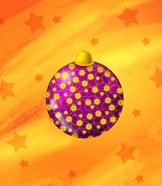 Cartoon scene with christmas bauble and stars on abstract orange background for different usage - illustration for children — Stock Photo, Image