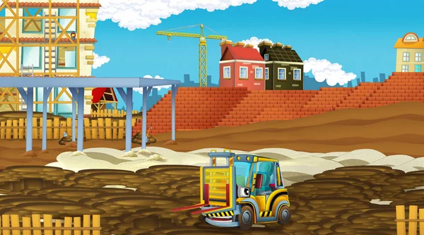 Cartoon scene met industrie auto 's op de bouwplaats - illustratie voor kinderen — Stockfoto