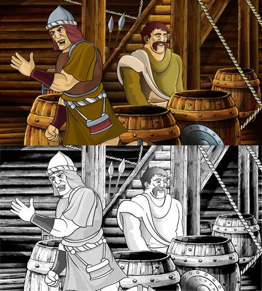 Cartoon scene met Romeinse of Griekse oude karakter binnen woode — Stockfoto