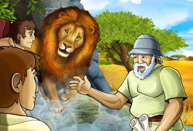 Yunan ya da Romalı savaşçının ya da filozofun savaştığı bir çizgi film sahnesi